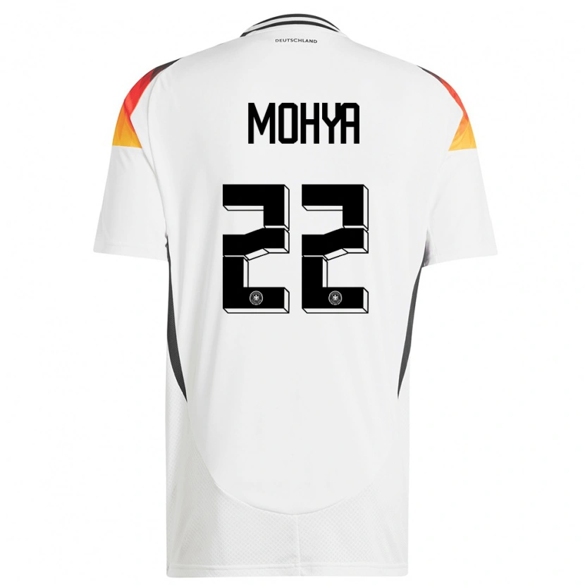 Danxen Kvinnor Tyskland Wael Mohya #22 Vit Hemmatröja Matchtröjor 24-26 Tröjor T-Tröja