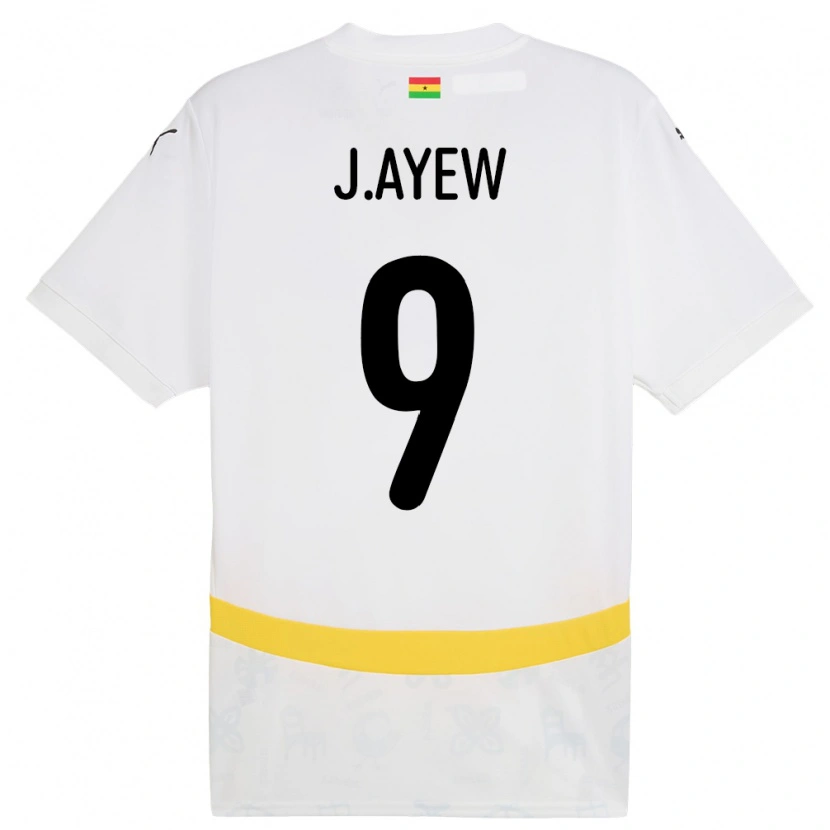 Danxen Kvinnor Ghana Jordan Ayew #9 Vit Hemmatröja Matchtröjor 24-26 Tröjor T-Tröja