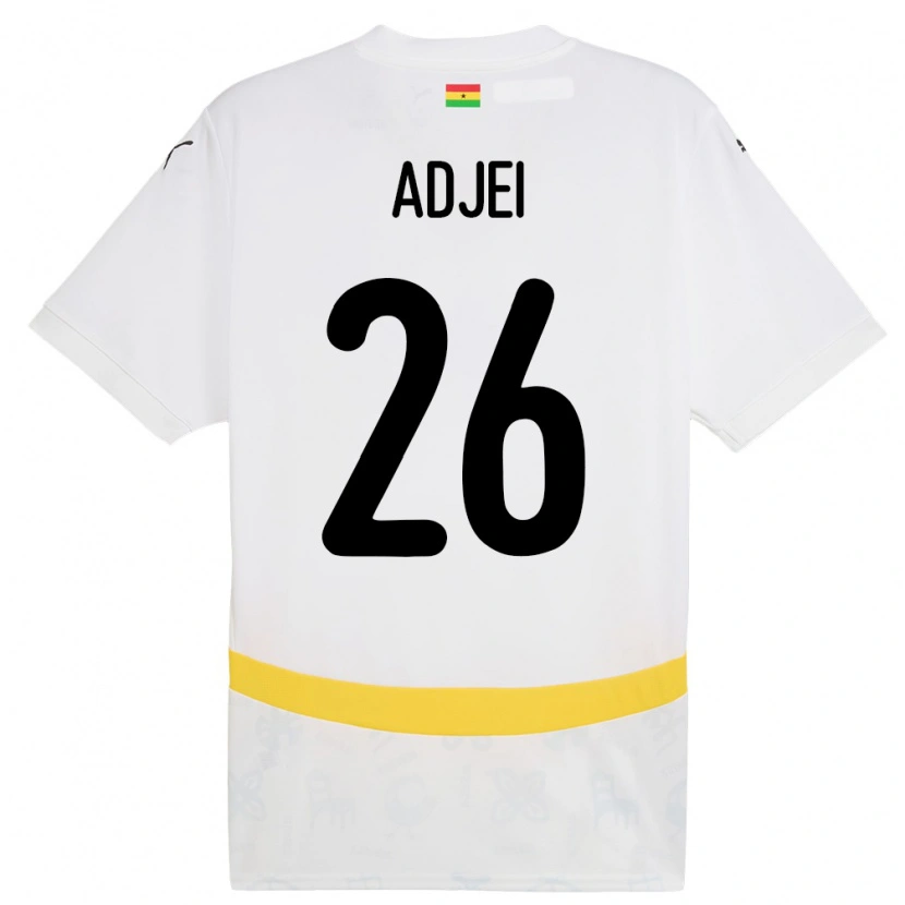 Danxen Kvinnor Ghana Nathaniel Adjei #26 Vit Hemmatröja Matchtröjor 24-26 Tröjor T-Tröja