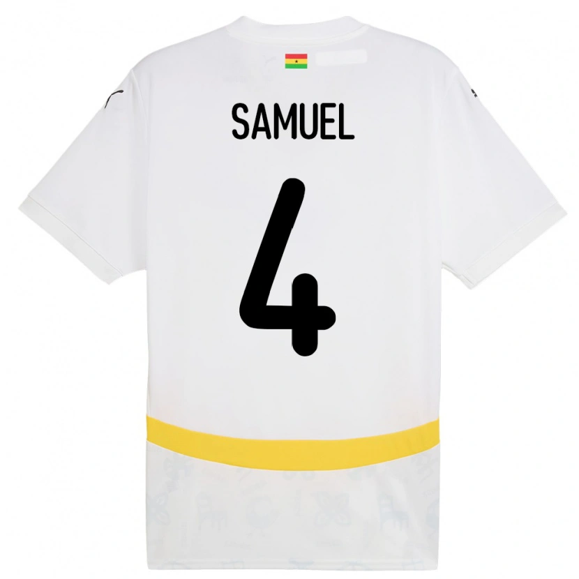 Danxen Kvinnor Ghana Samuel Abbey-Ashie Quaye #4 Vit Hemmatröja Matchtröjor 24-26 Tröjor T-Tröja