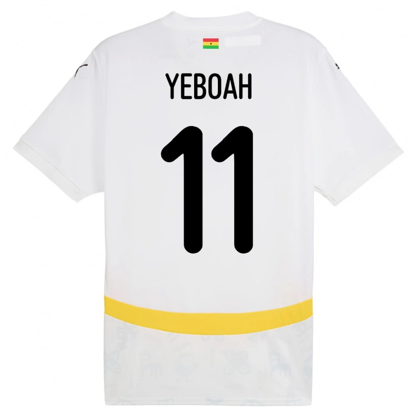 Danxen Kvinnor Ghana Emmanuel Yeboah #11 Vit Hemmatröja Matchtröjor 24-26 Tröjor T-Tröja