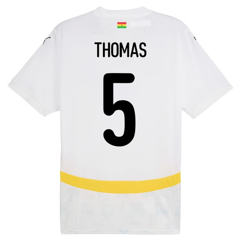 Danxen Kvinnor Ghana Thomas Partey #5 Vit Hemmatröja Matchtröjor 24-26 Tröjor T-Tröja