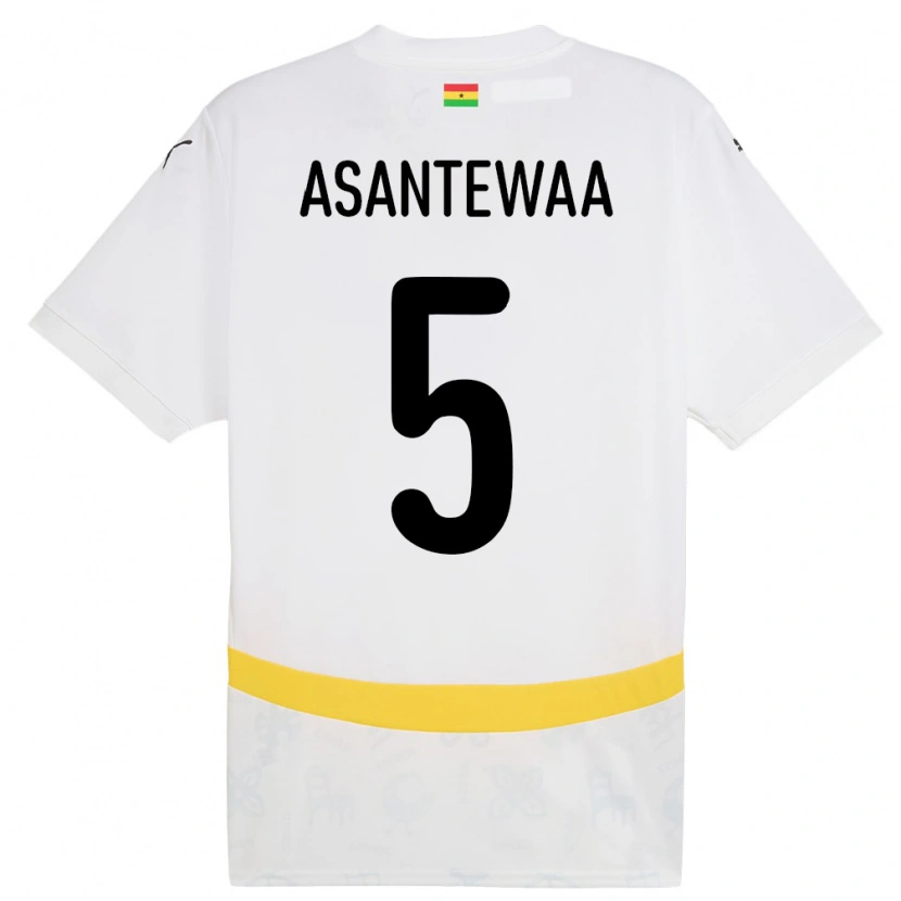 Danxen Kvinnor Ghana Grace Asantewaa #5 Vit Hemmatröja Matchtröjor 24-26 Tröjor T-Tröja