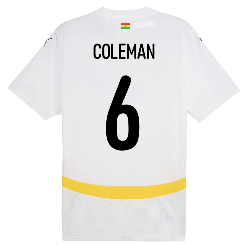 Danxen Kvinnor Ghana Ellen Coleman #6 Vit Hemmatröja Matchtröjor 24-26 Tröjor T-Tröja