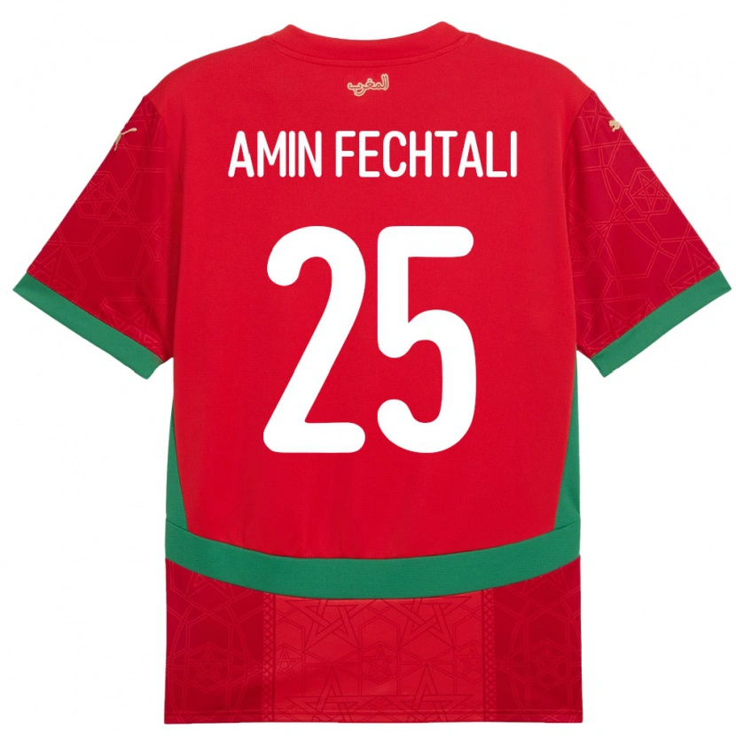 Danxen Kvinnor Marocko Oualid Amin Fechtali #25 Röd Hemmatröja Matchtröjor 24-26 Tröjor T-Tröja