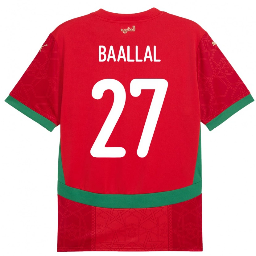 Danxen Kvinnor Marocko Adam Baallal #27 Röd Hemmatröja Matchtröjor 24-26 Tröjor T-Tröja
