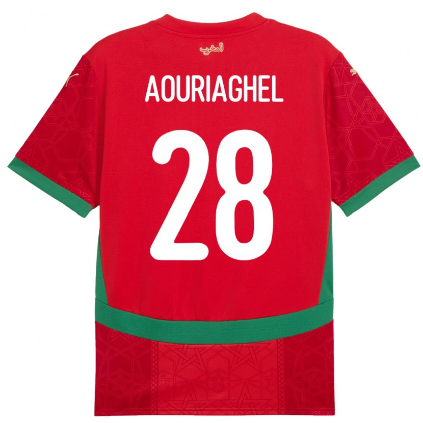 Danxen Kvinnor Marocko Yassin Aouriaghel #28 Röd Hemmatröja Matchtröjor 24-26 Tröjor T-Tröja