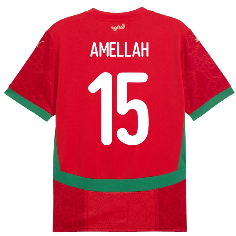 Danxen Kvinnor Marocko Selim Amellah #15 Röd Hemmatröja Matchtröjor 24-26 Tröjor T-Tröja