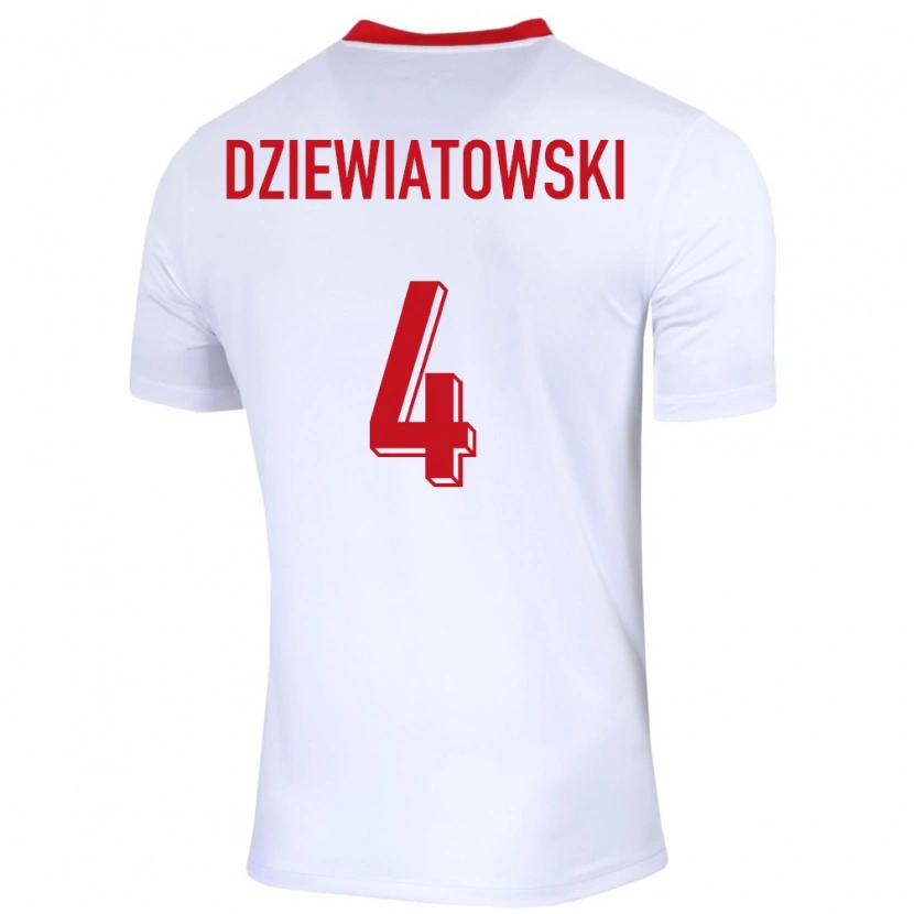 Danxen Kvinnor Polen Mateusz Dziewiatowski #4 Vit Hemmatröja Matchtröjor 24-26 Tröjor T-Tröja