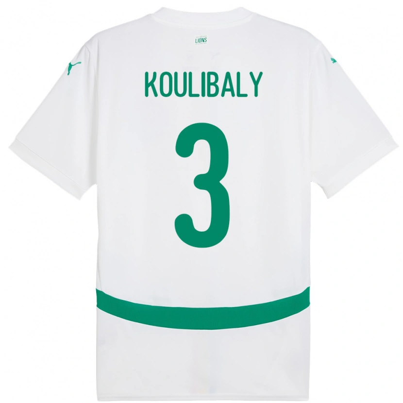 Danxen Kvinnor Senegal Kalidou Koulibaly #3 Vit Hemmatröja Matchtröjor 24-26 Tröjor T-Tröja