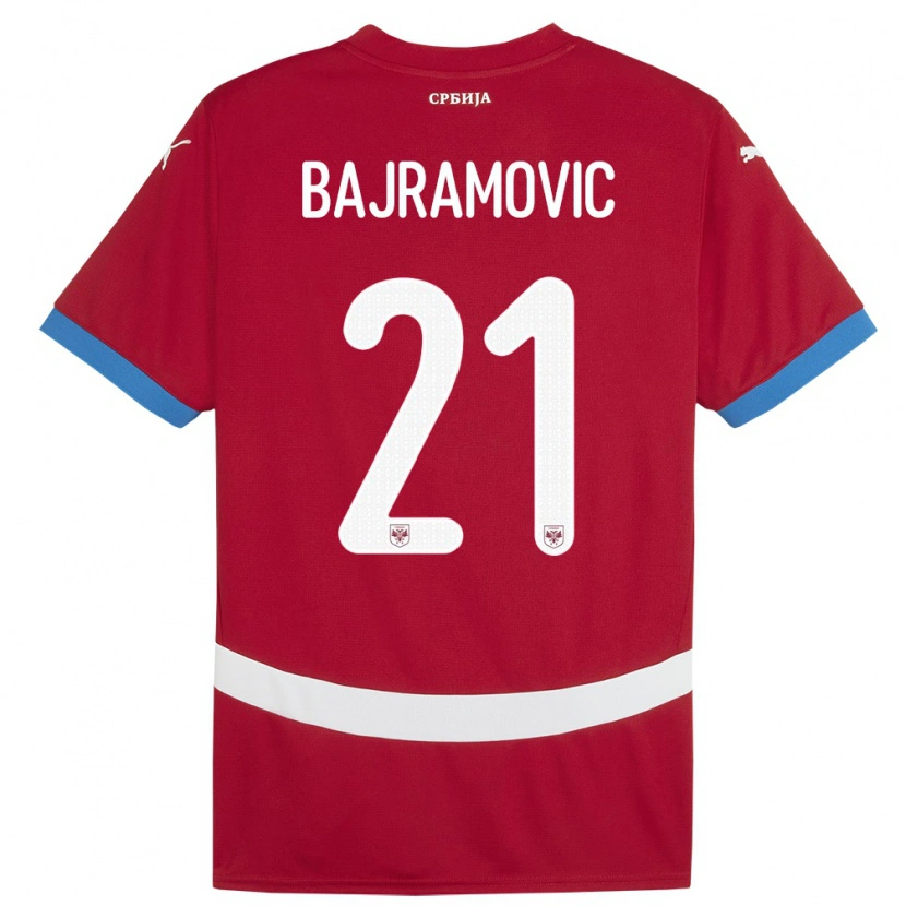 Danxen Kvinnor Serbien Eldin Bajramovic #21 Röd Hemmatröja Matchtröjor 24-26 Tröjor T-Tröja