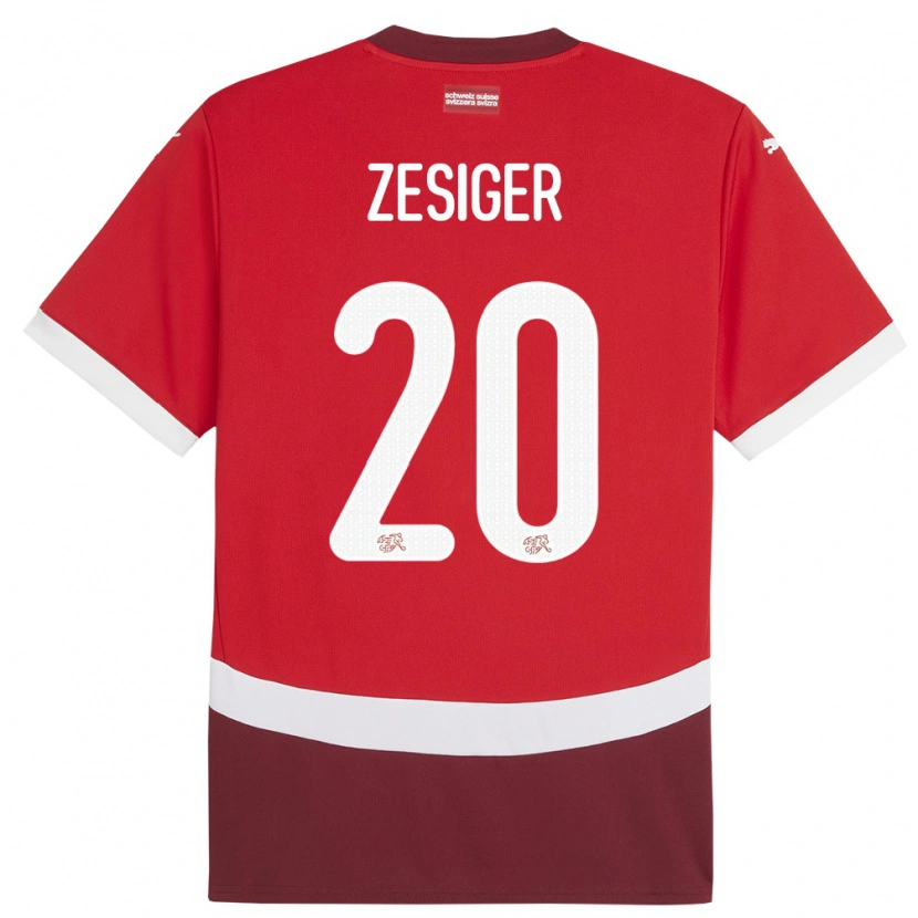 Danxen Kvinnor Schweiz Cédric Zesiger #20 Röd Hemmatröja Matchtröjor 24-26 Tröjor T-Tröja