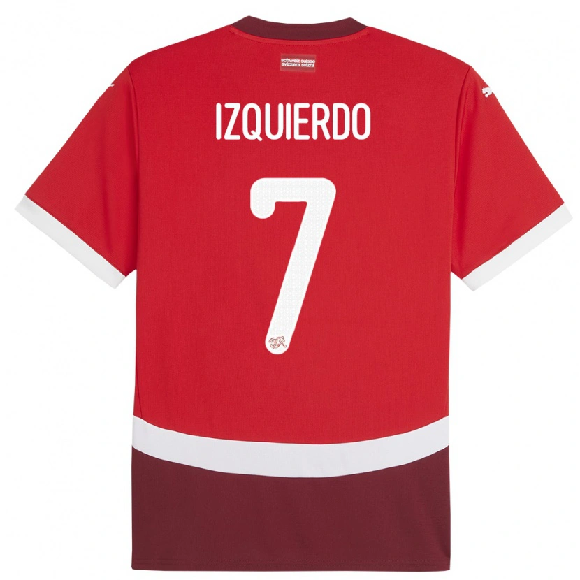 Danxen Kvinnor Schweiz Ivan Izquierdo #7 Röd Hemmatröja Matchtröjor 24-26 Tröjor T-Tröja