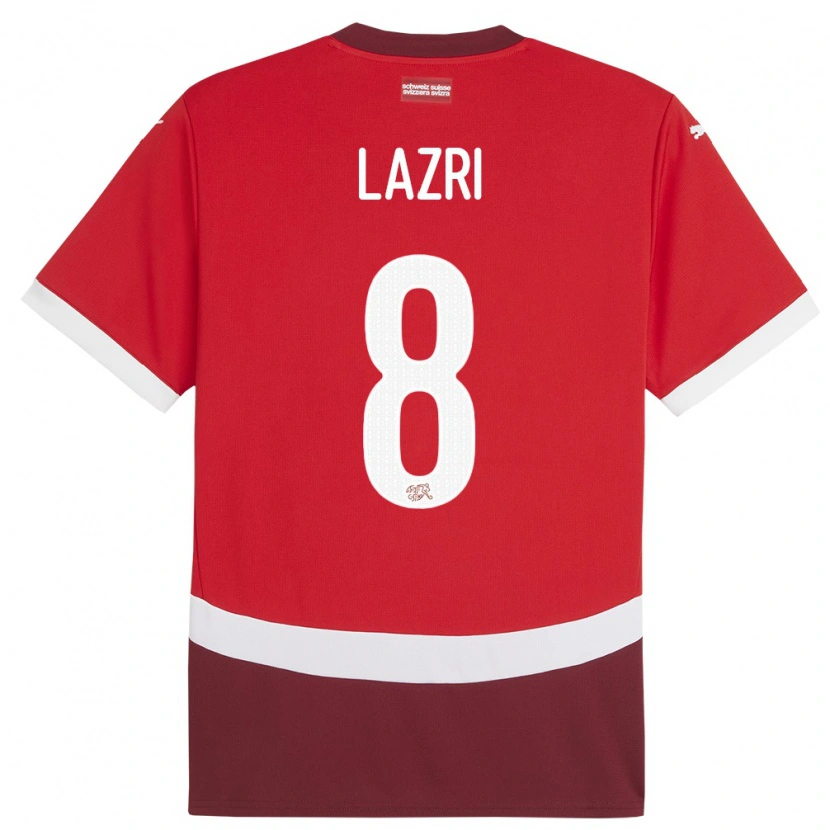 Danxen Kvinnor Schweiz Nico Lazri #8 Röd Hemmatröja Matchtröjor 24-26 Tröjor T-Tröja