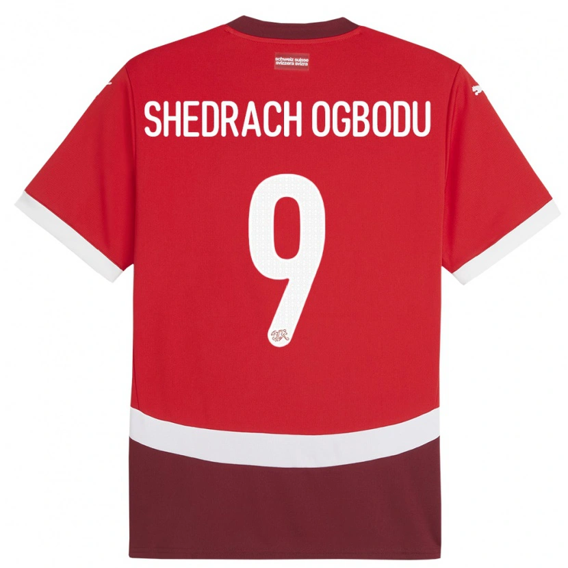 Danxen Kvinnor Schweiz Nathaniel Shedrach Ogbodu #9 Röd Hemmatröja Matchtröjor 24-26 Tröjor T-Tröja