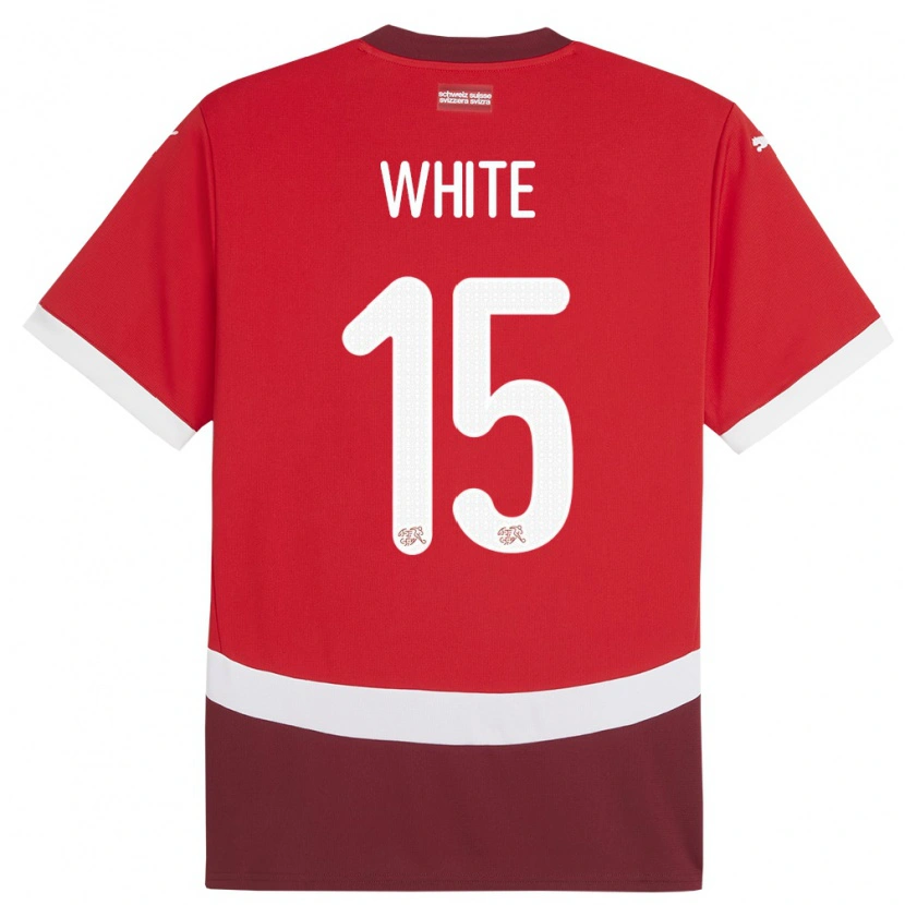 Danxen Kvinnor Schweiz Leon White #15 Röd Hemmatröja Matchtröjor 24-26 Tröjor T-Tröja