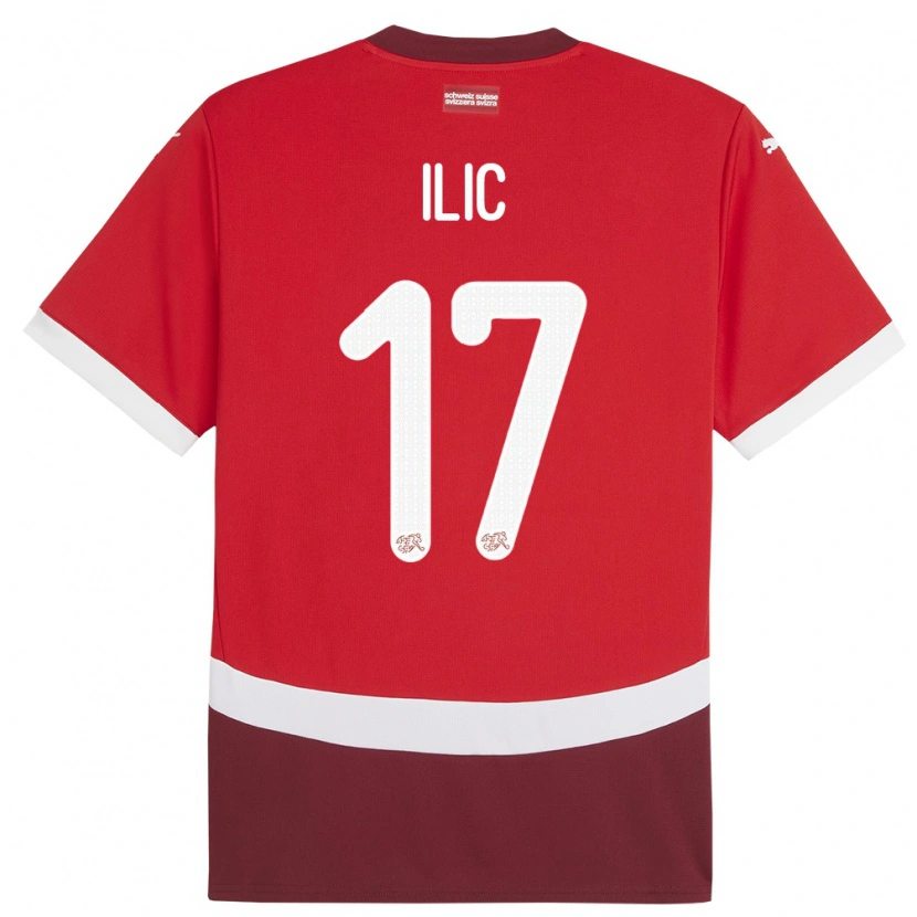 Danxen Kvinnor Schweiz Adam Ilic #17 Röd Hemmatröja Matchtröjor 24-26 Tröjor T-Tröja