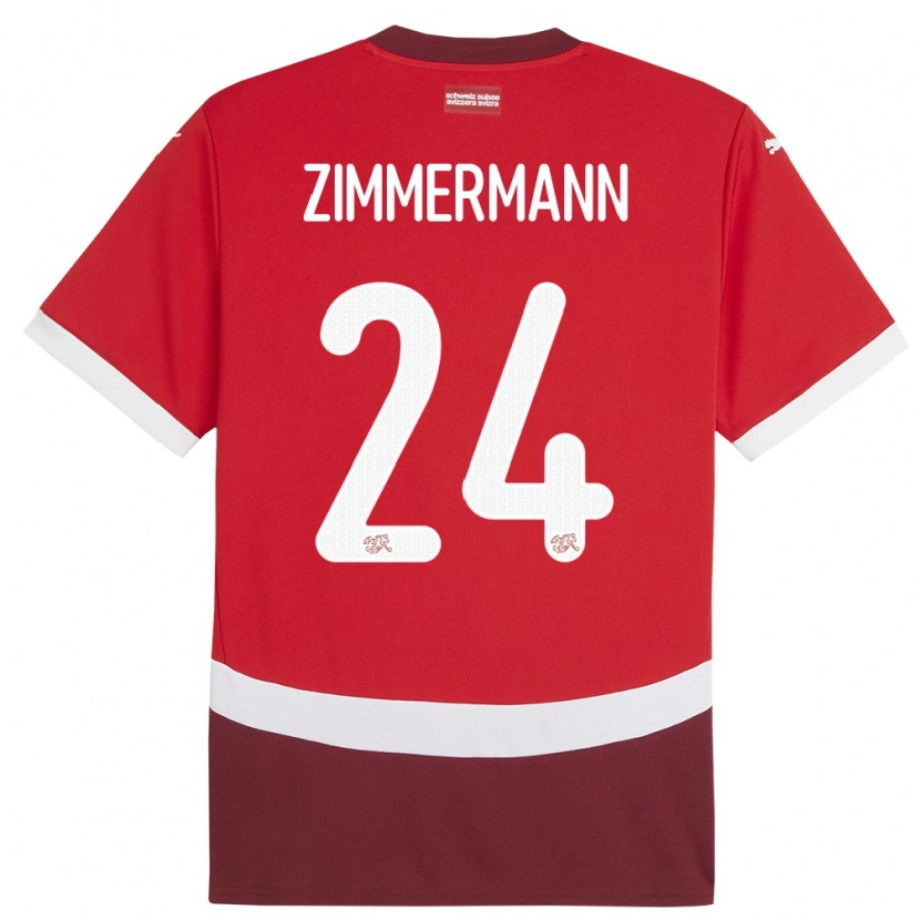 Danxen Kvinnor Schweiz Mio Zimmermann #24 Röd Hemmatröja Matchtröjor 24-26 Tröjor T-Tröja