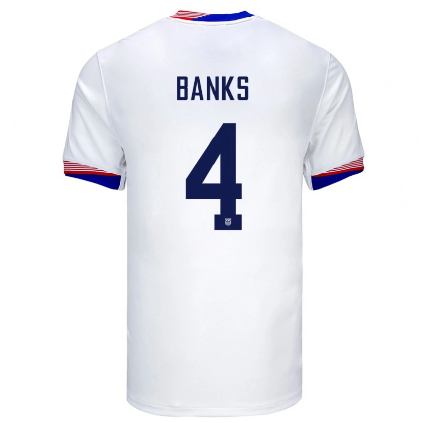 Danxen Kvinnor Usa Noahkai Banks #4 Vit Hemmatröja Matchtröjor 24-26 Tröjor T-Tröja
