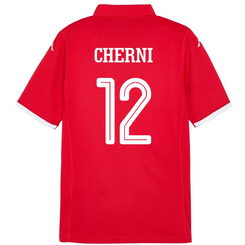 Danxen Kvinnor Tunisien Amin Cherni #12 Röd Hemmatröja Matchtröjor 24-26 Tröjor T-Tröja