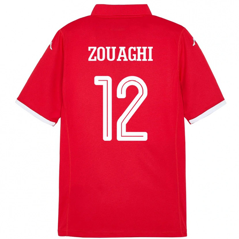 Danxen Kvinnor Tunisien Thomas Zouaghi #12 Röd Hemmatröja Matchtröjor 24-26 Tröjor T-Tröja