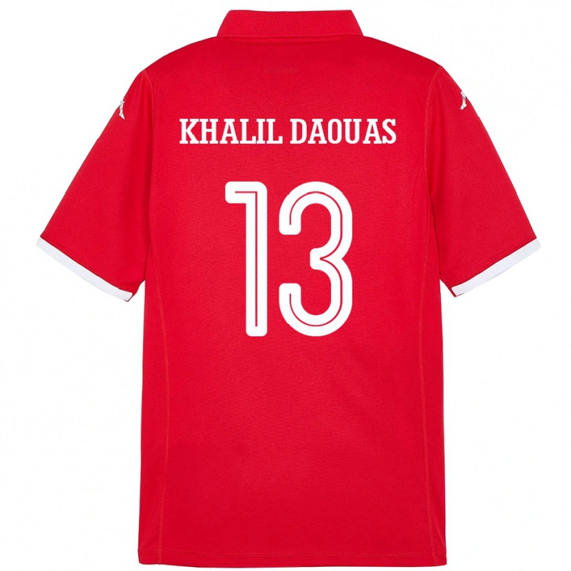 Danxen Kvinnor Tunisien Mohamed Khalil Daouas #13 Röd Hemmatröja Matchtröjor 24-26 Tröjor T-Tröja