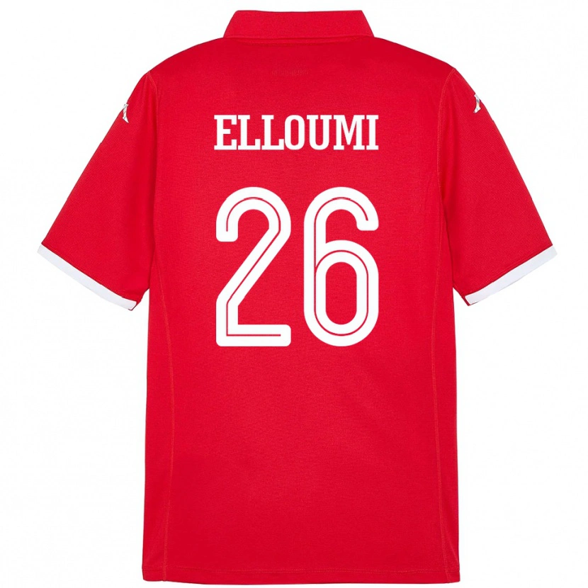 Danxen Kvinnor Tunisien Khalil Elloumi #26 Röd Hemmatröja Matchtröjor 24-26 Tröjor T-Tröja