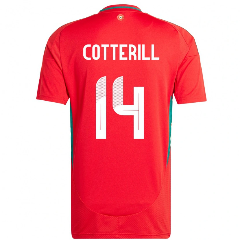 Danxen Kvinnor Wales Joel Cotterill #14 Röd Hemmatröja Matchtröjor 24-26 Tröjor T-Tröja