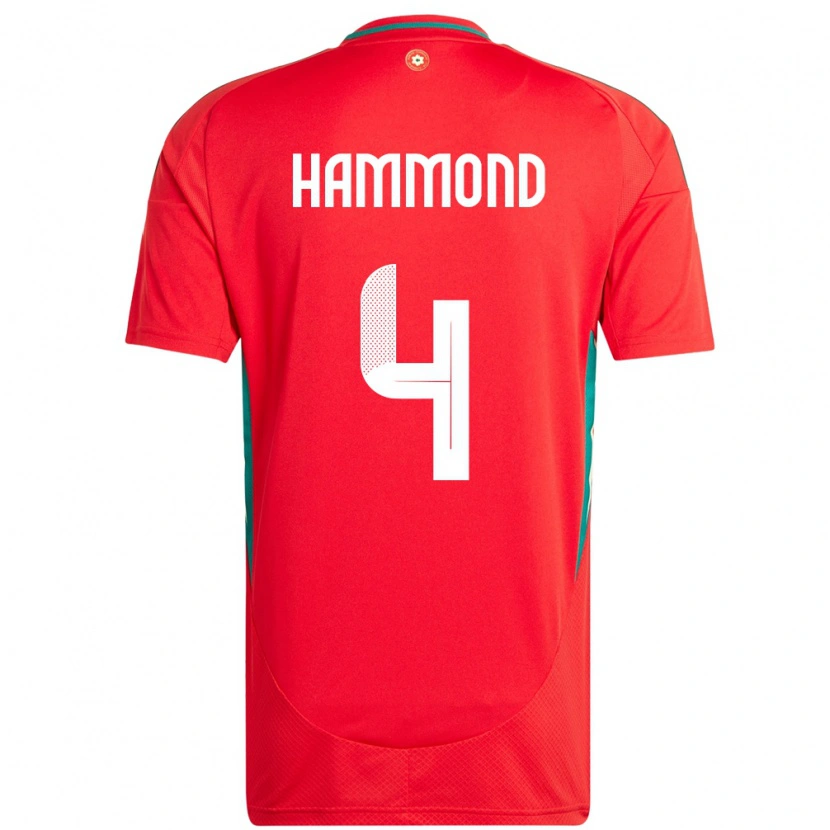 Danxen Kvinnor Wales Ben Hammond #4 Röd Hemmatröja Matchtröjor 24-26 Tröjor T-Tröja