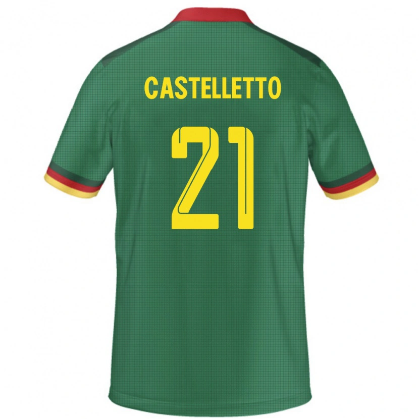 Danxen Kvinnor Kamerun Jean-Charles Castelletto #21 Grön Hemmatröja Matchtröjor 24-26 Tröjor T-Tröja