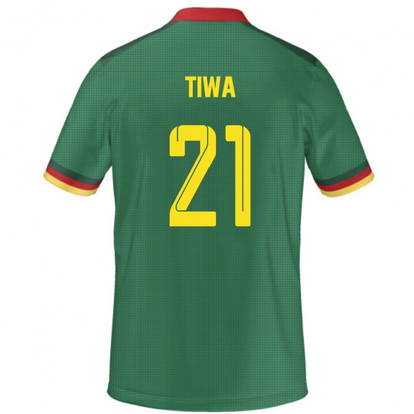 Danxen Kvinnor Kamerun Yvan Tiwa #21 Grön Hemmatröja Matchtröjor 24-26 Tröjor T-Tröja