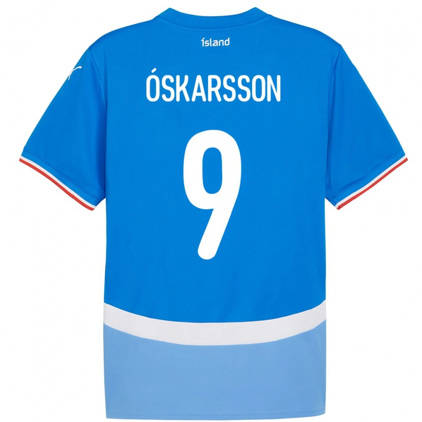 Danxen Kvinnor Island Orri Óskarsson #9 Blå Hemmatröja Matchtröjor 24-26 Tröjor T-Tröja