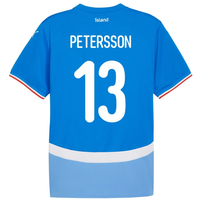 Danxen Kvinnor Island Lúkas Petersson #13 Blå Hemmatröja Matchtröjor 24-26 Tröjor T-Tröja