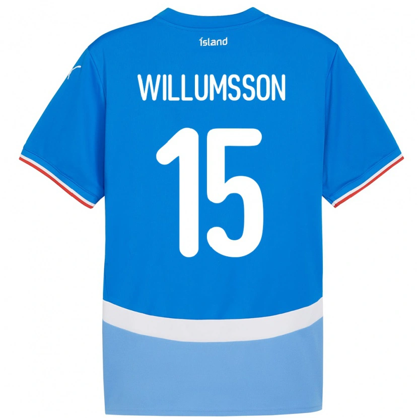 Danxen Kvinnor Island Willum Thór Willumsson #15 Blå Hemmatröja Matchtröjor 24-26 Tröjor T-Tröja