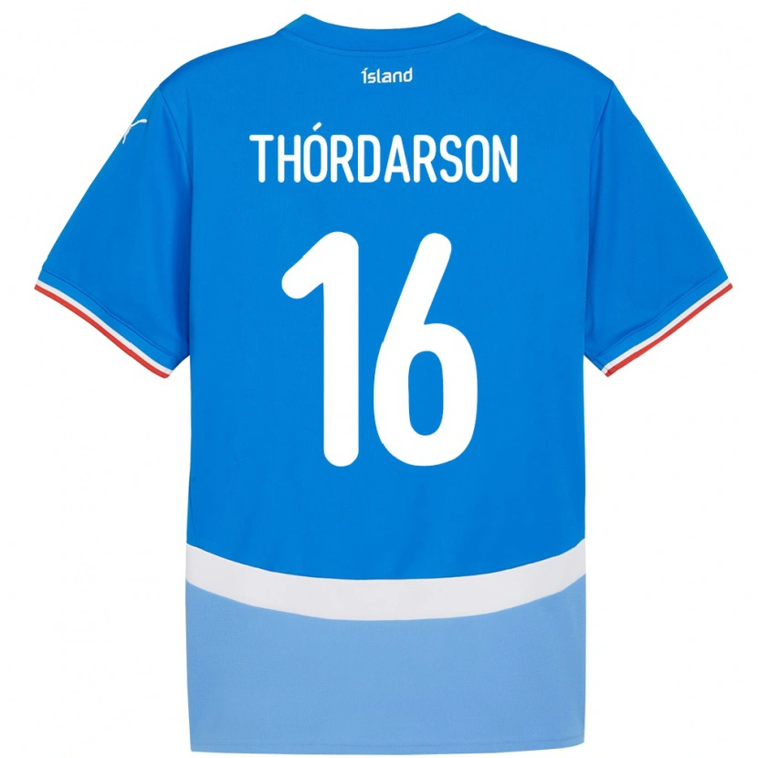Danxen Kvinnor Island Stefán Teitur Thórdarson #16 Blå Hemmatröja Matchtröjor 24-26 Tröjor T-Tröja