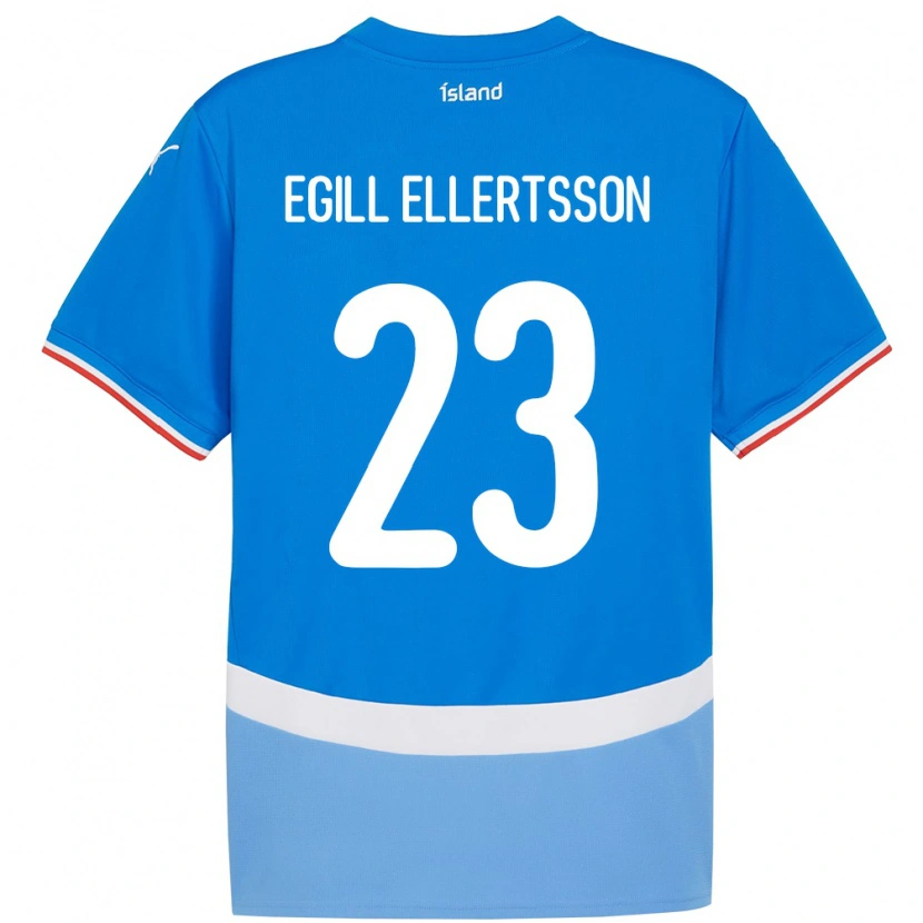Danxen Kvinnor Island Mikael Egill Ellertsson #23 Blå Hemmatröja Matchtröjor 24-26 Tröjor T-Tröja