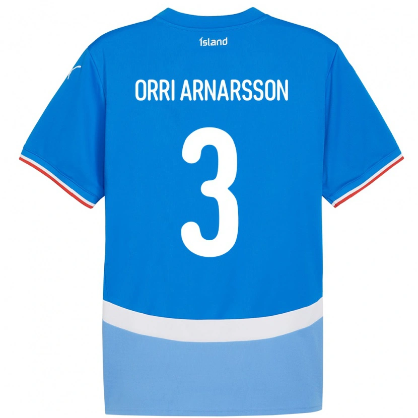 Danxen Kvinnor Island Egill Orri Arnarsson #3 Blå Hemmatröja Matchtröjor 24-26 Tröjor T-Tröja