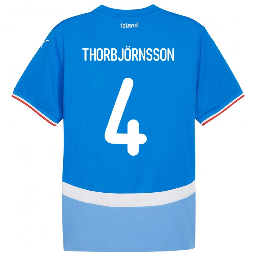 Danxen Kvinnor Island Thorri Stefán Thorbjörnsson #4 Blå Hemmatröja Matchtröjor 24-26 Tröjor T-Tröja