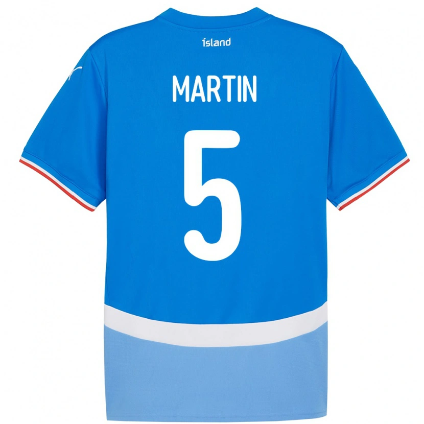 Danxen Kvinnor Island Markús Andri Daníelsson Martin #5 Blå Hemmatröja Matchtröjor 24-26 Tröjor T-Tröja
