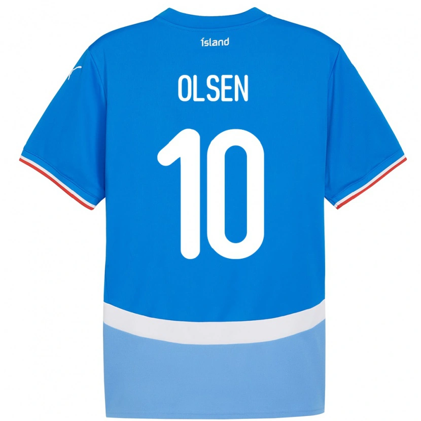 Danxen Kvinnor Island Gunnar Olsen #10 Blå Hemmatröja Matchtröjor 24-26 Tröjor T-Tröja