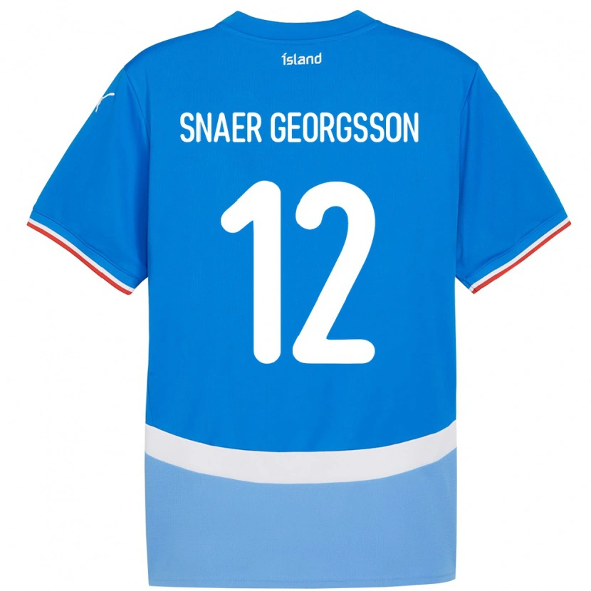 Danxen Kvinnor Island Halldór Snaer Georgsson #12 Blå Hemmatröja Matchtröjor 24-26 Tröjor T-Tröja