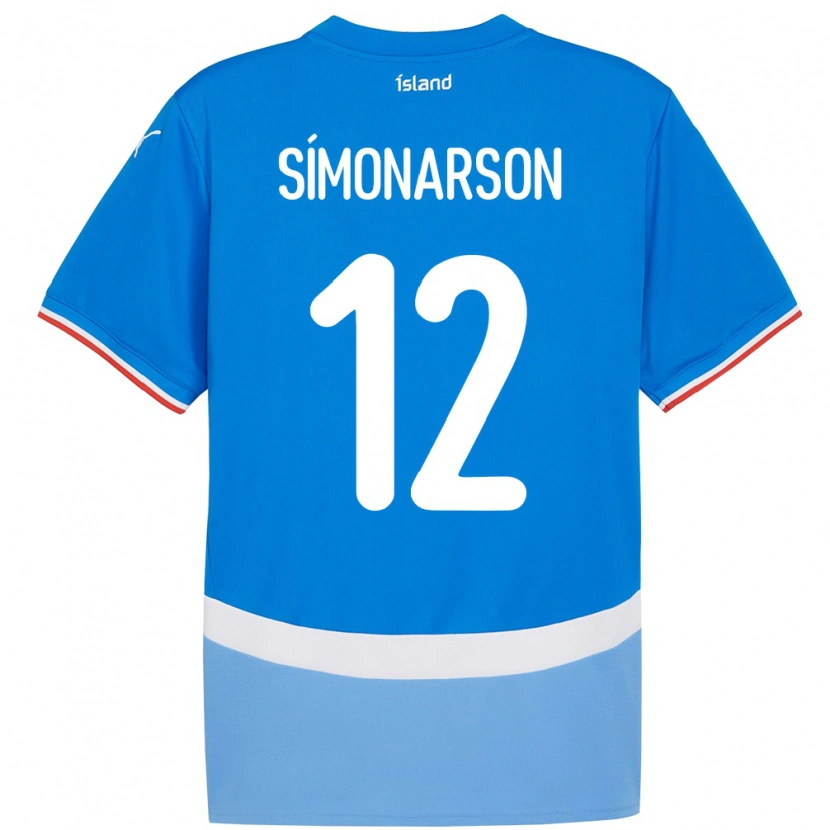 Danxen Kvinnor Island Jón Sölvi Símonarson #12 Blå Hemmatröja Matchtröjor 24-26 Tröjor T-Tröja