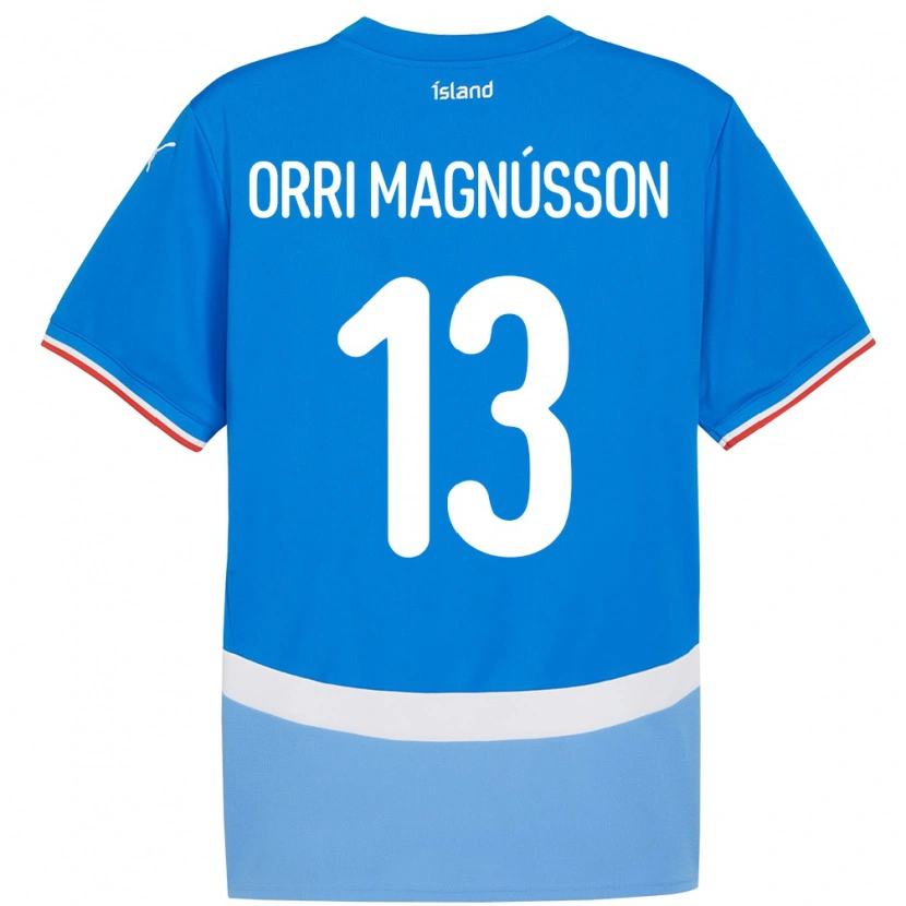 Danxen Kvinnor Island Ásgeir Orri Magnússon #13 Blå Hemmatröja Matchtröjor 24-26 Tröjor T-Tröja