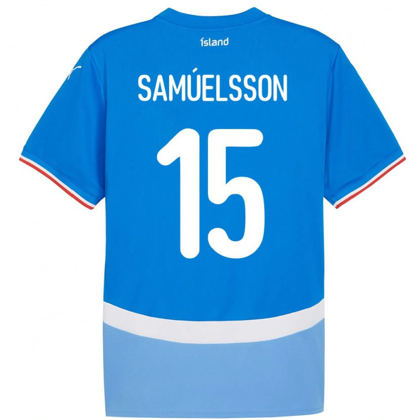 Danxen Kvinnor Island Birkir Hrafn Samúelsson #15 Blå Hemmatröja Matchtröjor 24-26 Tröjor T-Tröja