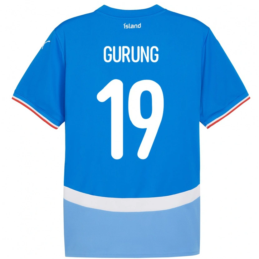 Danxen Kvinnor Island Karan Gurung #19 Blå Hemmatröja Matchtröjor 24-26 Tröjor T-Tröja