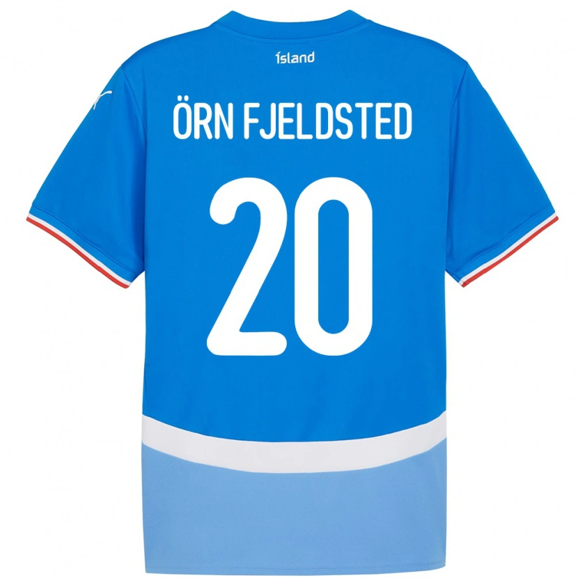 Danxen Kvinnor Island Dagur Örn Fjeldsted #20 Blå Hemmatröja Matchtröjor 24-26 Tröjor T-Tröja