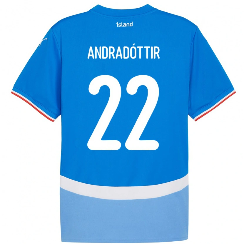 Danxen Kvinnor Island Amanda Andradóttir #22 Blå Hemmatröja Matchtröjor 24-26 Tröjor T-Tröja