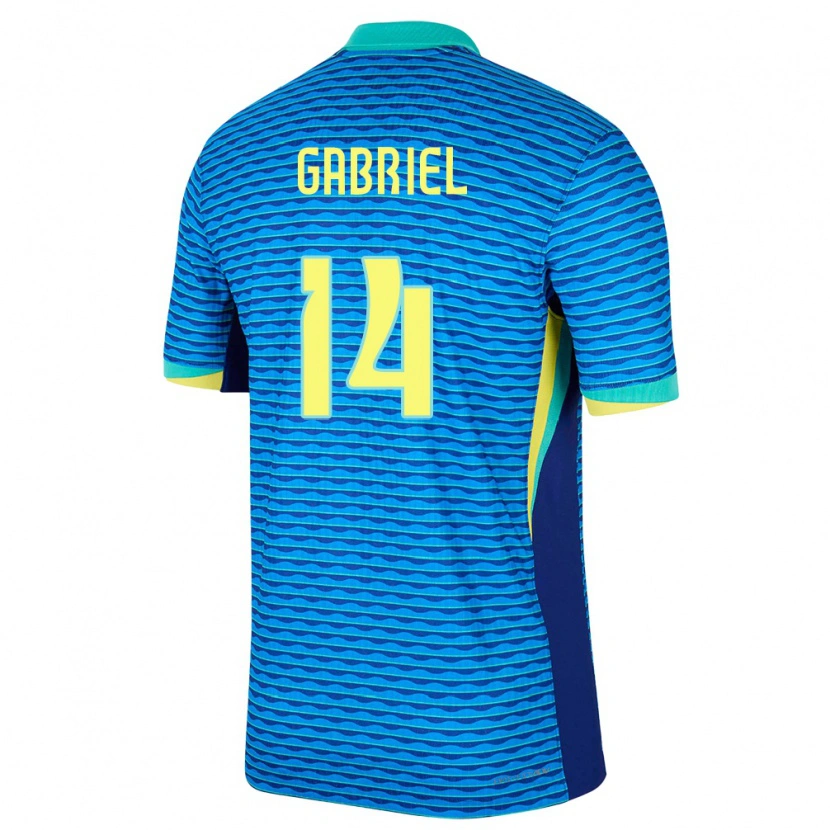 Danxen Kvinnor Brasilien Gabriel Magalhães #14 Blå Bortatröja Matchtröjor 24-26 Tröjor T-Tröja