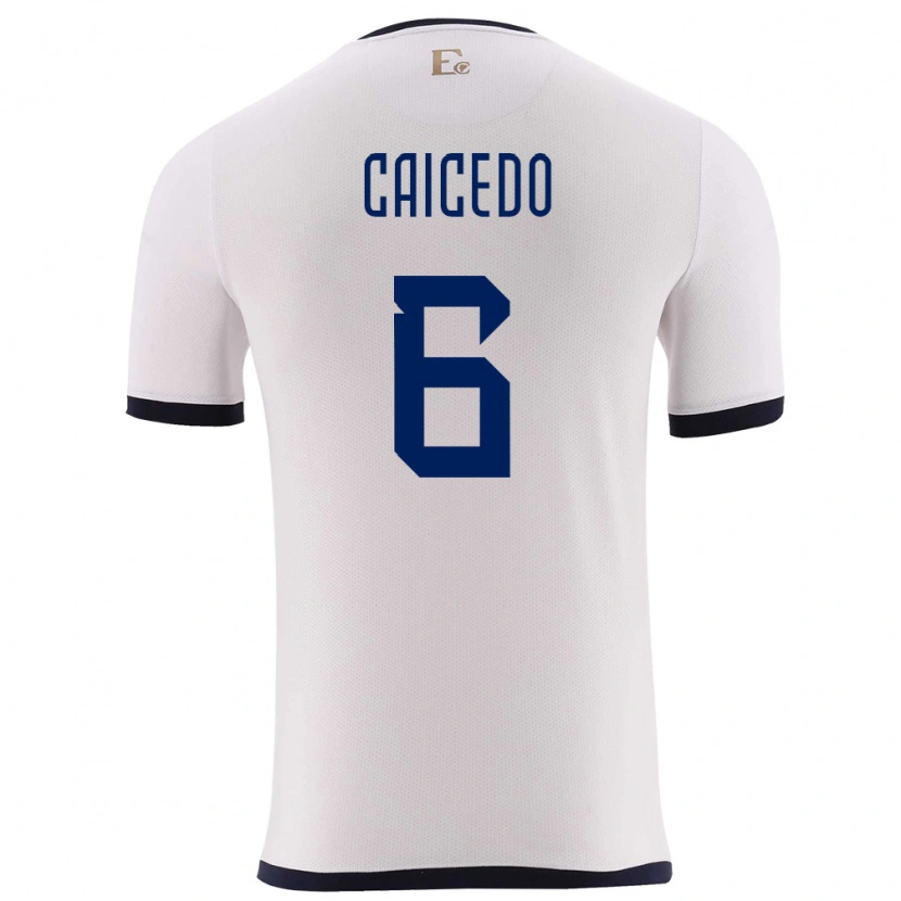 Danxen Kvinnor Ecuador Fricio Caicedo #6 Vit Bortatröja Matchtröjor 24-26 Tröjor T-Tröja