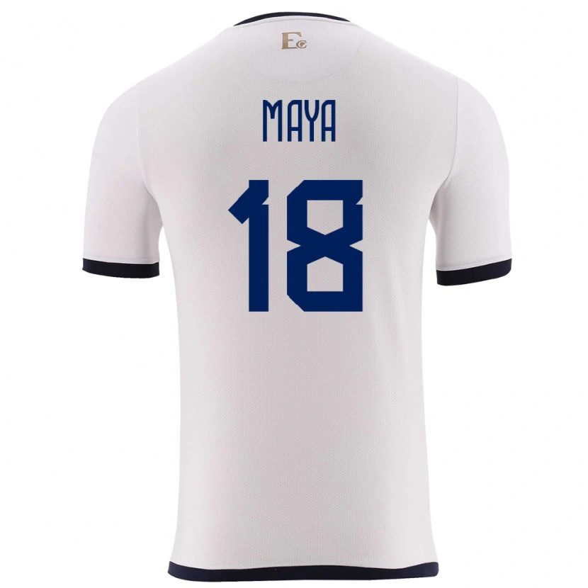 Danxen Kvinnor Ecuador Jhoel Maya #18 Vit Bortatröja Matchtröjor 24-26 Tröjor T-Tröja